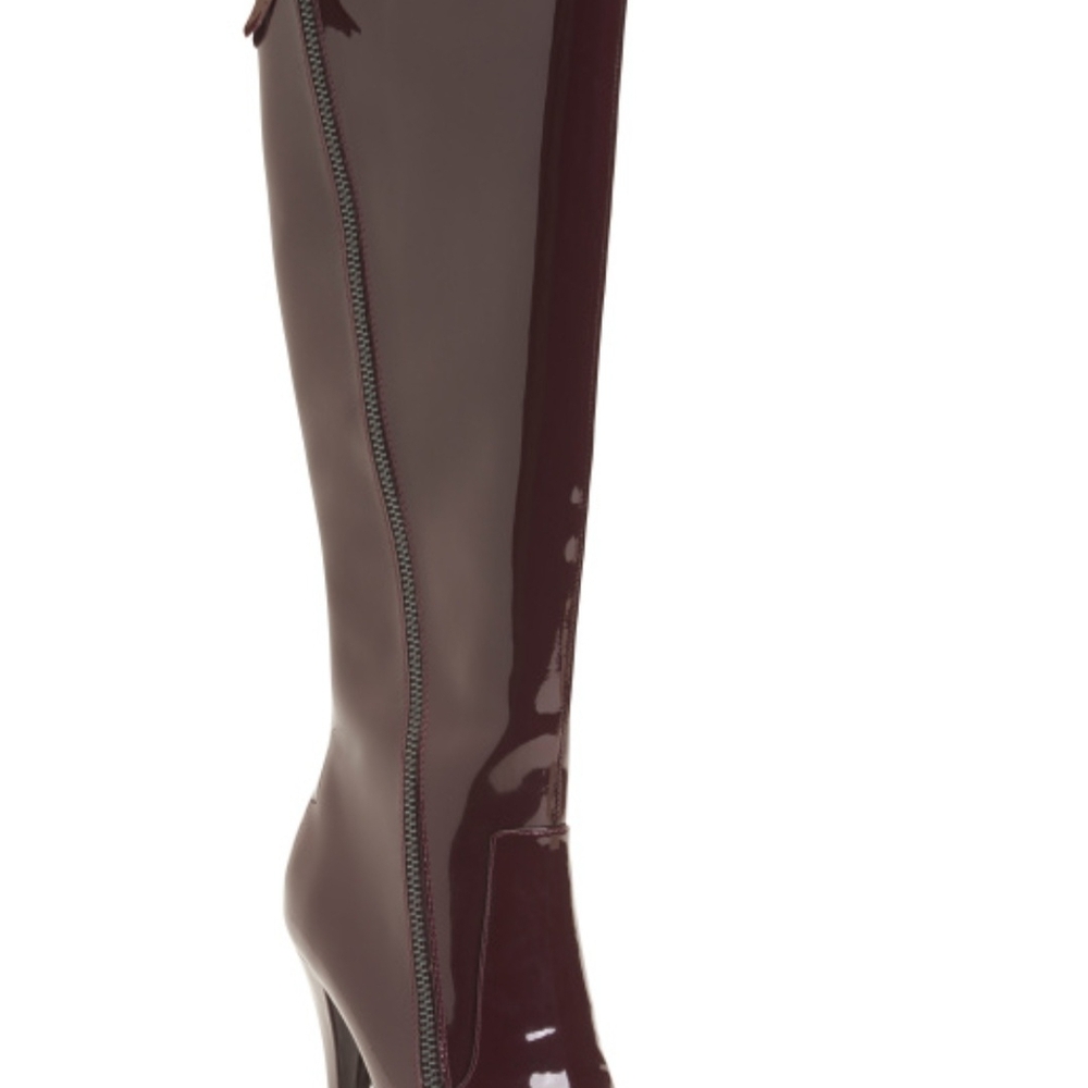 Vince Camuto Patent Leather Boots Alessa High Shaft Side Zip